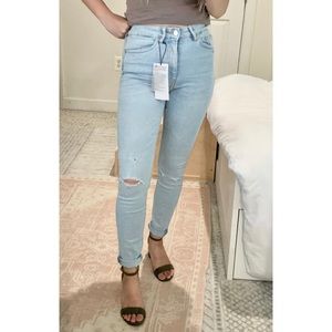 Zara Light Wash Ripped High Waisted Denim Jeans